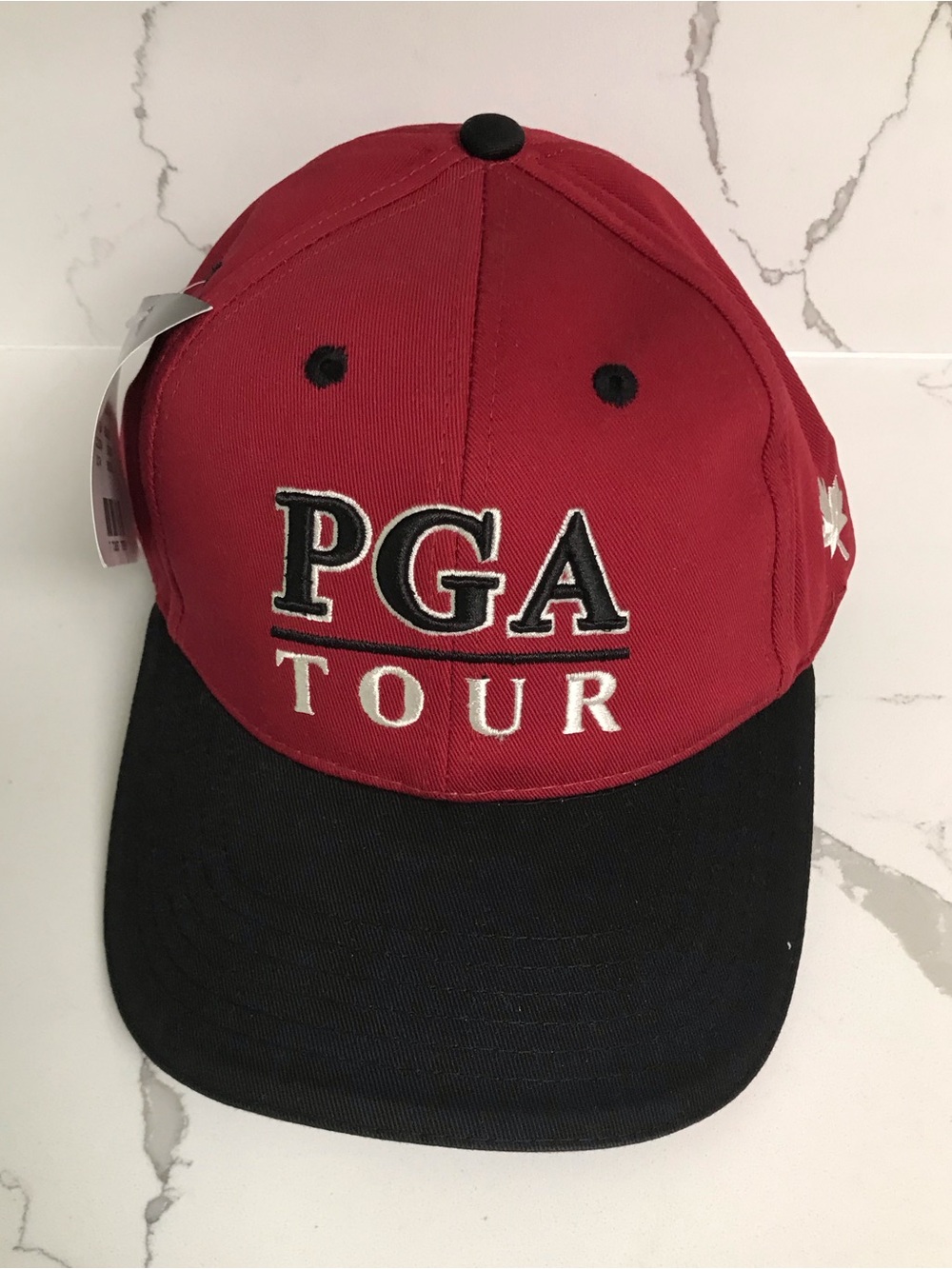 PGA Tour Red and Black Embroidered Logo Men’s Golf Cap